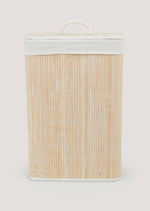 Natural Slatted Slim Bamboo Laundry Basket (60cm x 40cm x 21cm) M814611