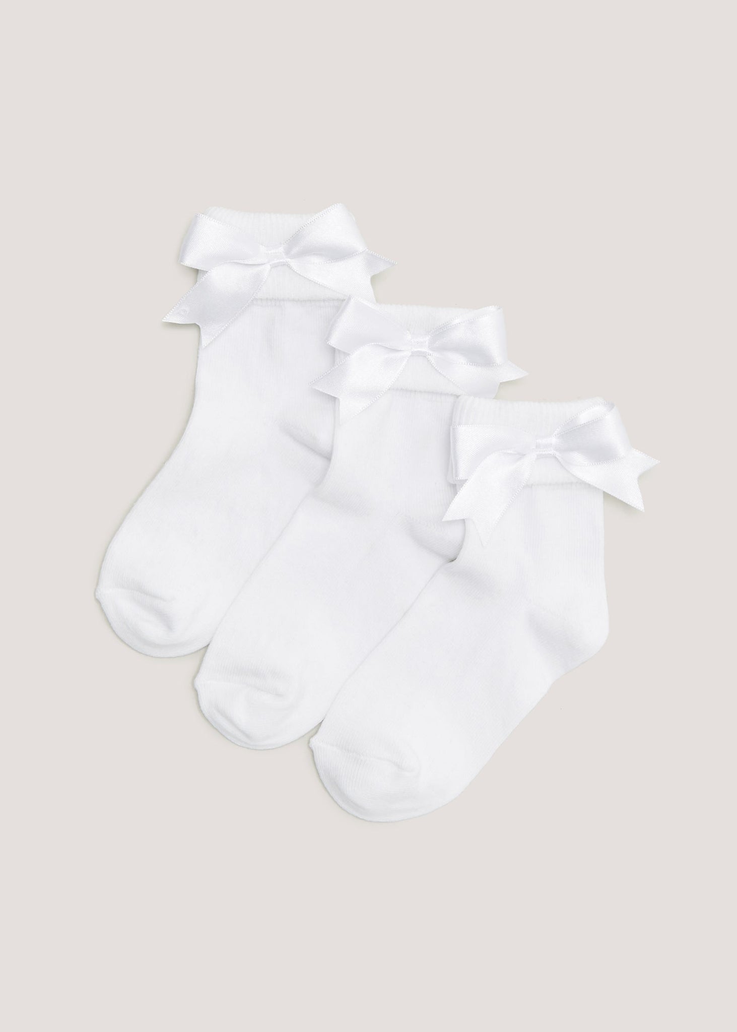 3 Pack White Bow Socks (Younger 6-Older 5.5)  G033906