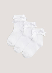 3 Pack White Bow Socks (Younger 6-Older 5.5)  G033906