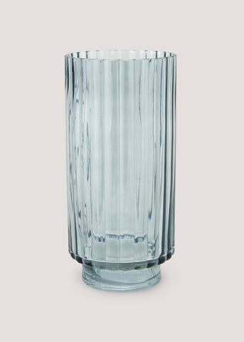 Grey Ribbed Glass Vase (25cm) M697818