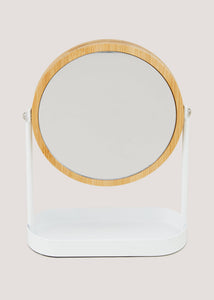 White Metal & Bamboo Mirror (25cm x 19cm x 8cm) M814589