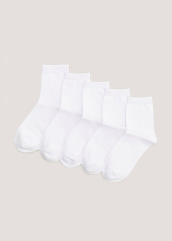 Kids 5 Pack White Ankle Socks (Younger 6-Older 5.5)  G033930