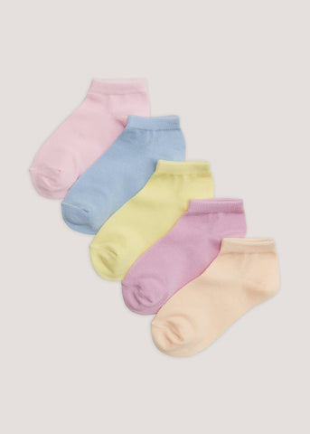 Girls 5 Pack Multicoloured Trainer Socks (Younger 6-Older 5.5)  G033934