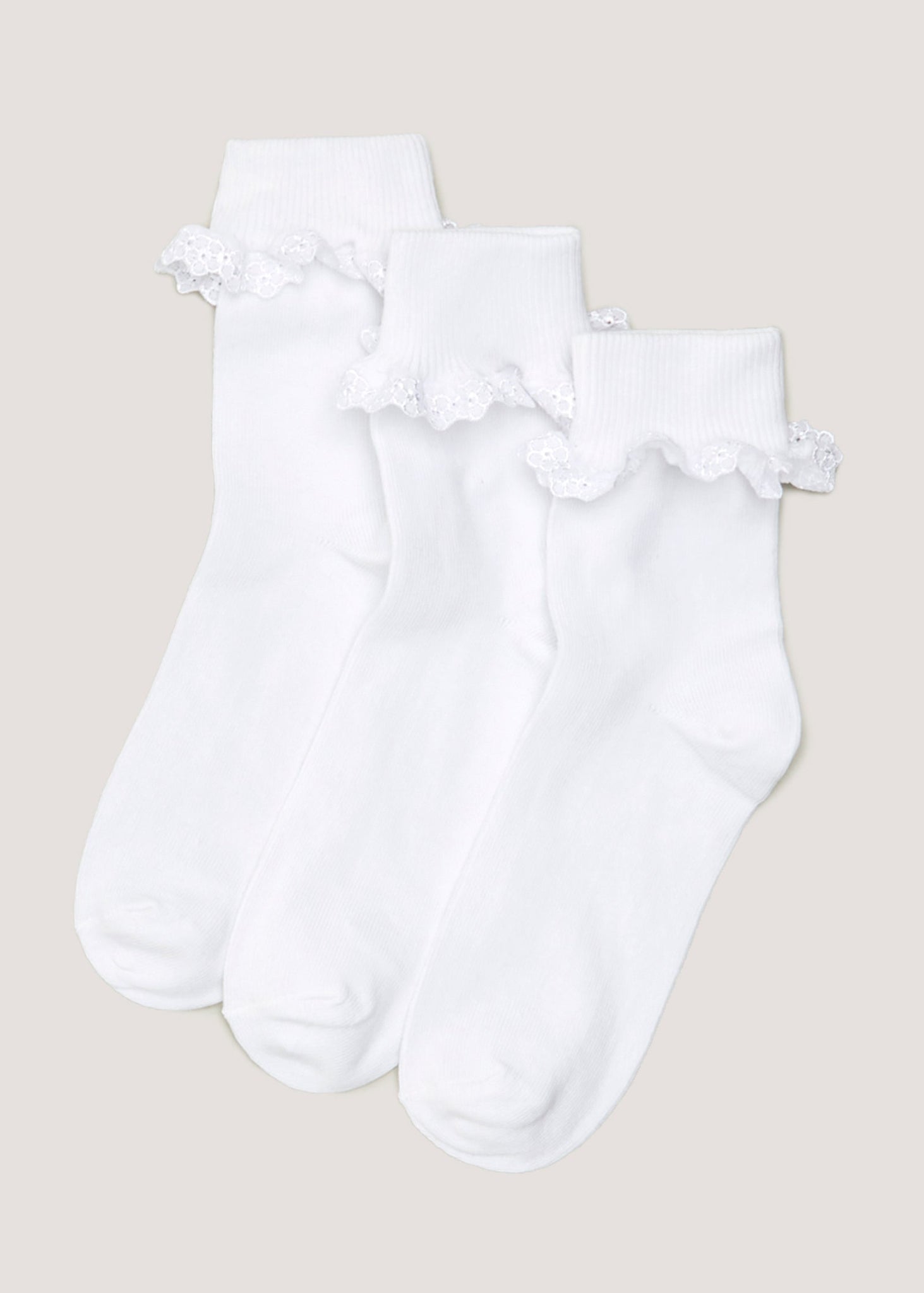 Kids 3 Pack White Lace Socks (Younger 6-Older 3.5)  G033907