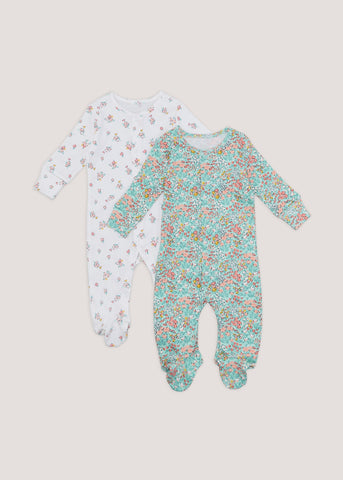 Baby 2 Pack Multicoloured Floral Sleepsuits (Newborn-23mths)  C135976