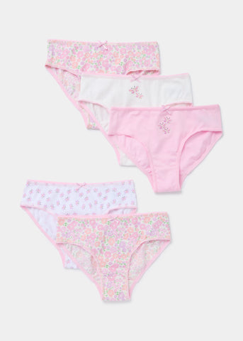 Girls 5 Pack Multicoloured Butterfly Print Knickers (2-13yrs)  G370490