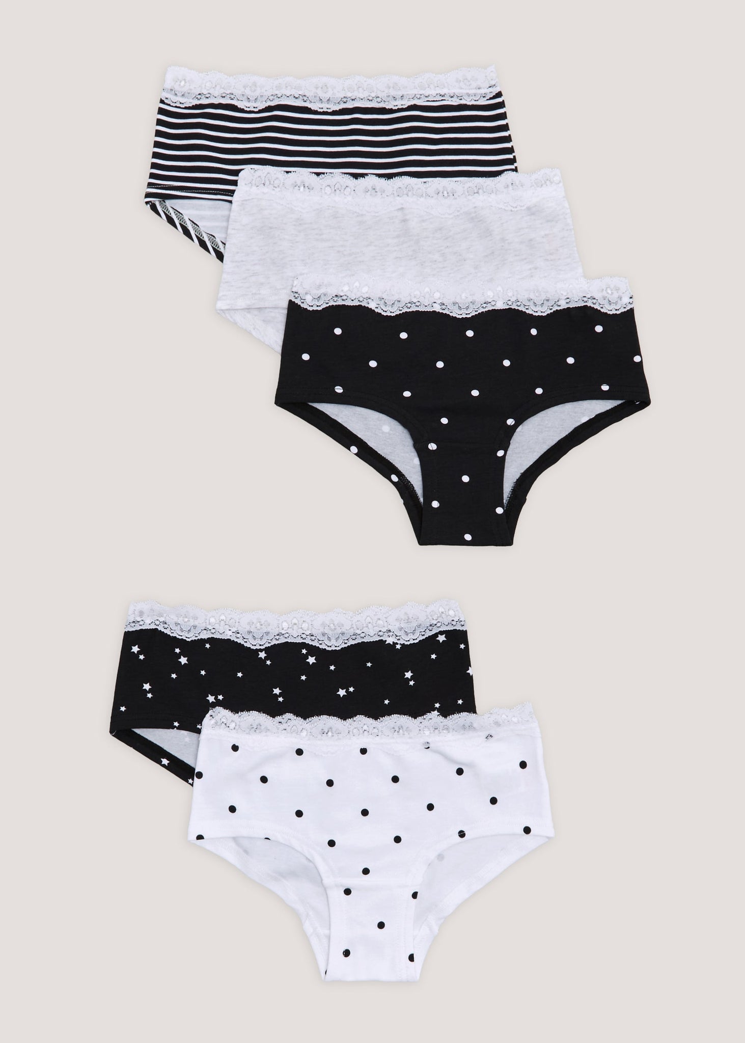 Girls 5 Pack Hipster Short Knickers (6-13yrs)  G370496