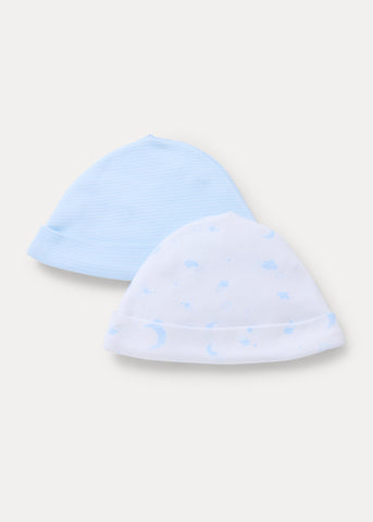 2 Pack Blue Layette Baby Hats  C136004