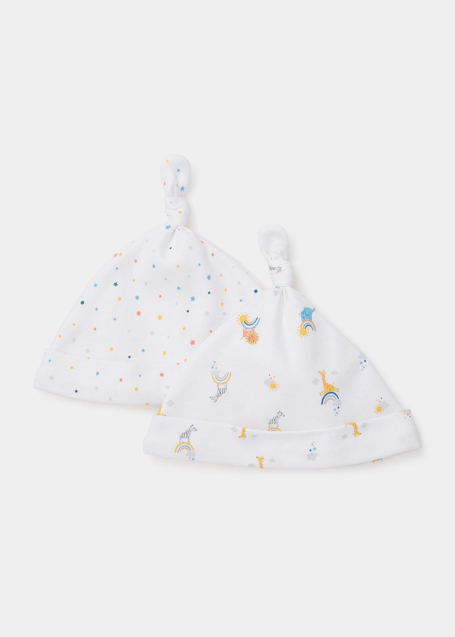 2 Pack White Rainbow Baby Hats (Newborn-6mths)  C136016