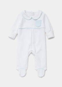 Baby Blue Smart Velour Sleepsuit (Tiny Baby-12mths)  C136020