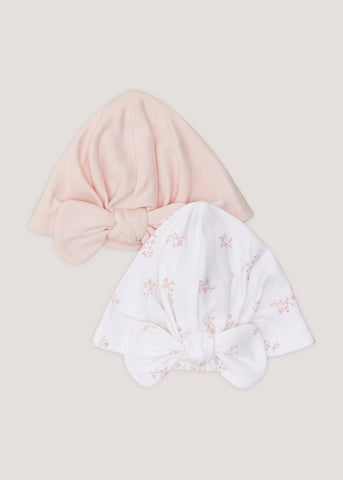 2 Pack Pink & White Baby Hats  C136022