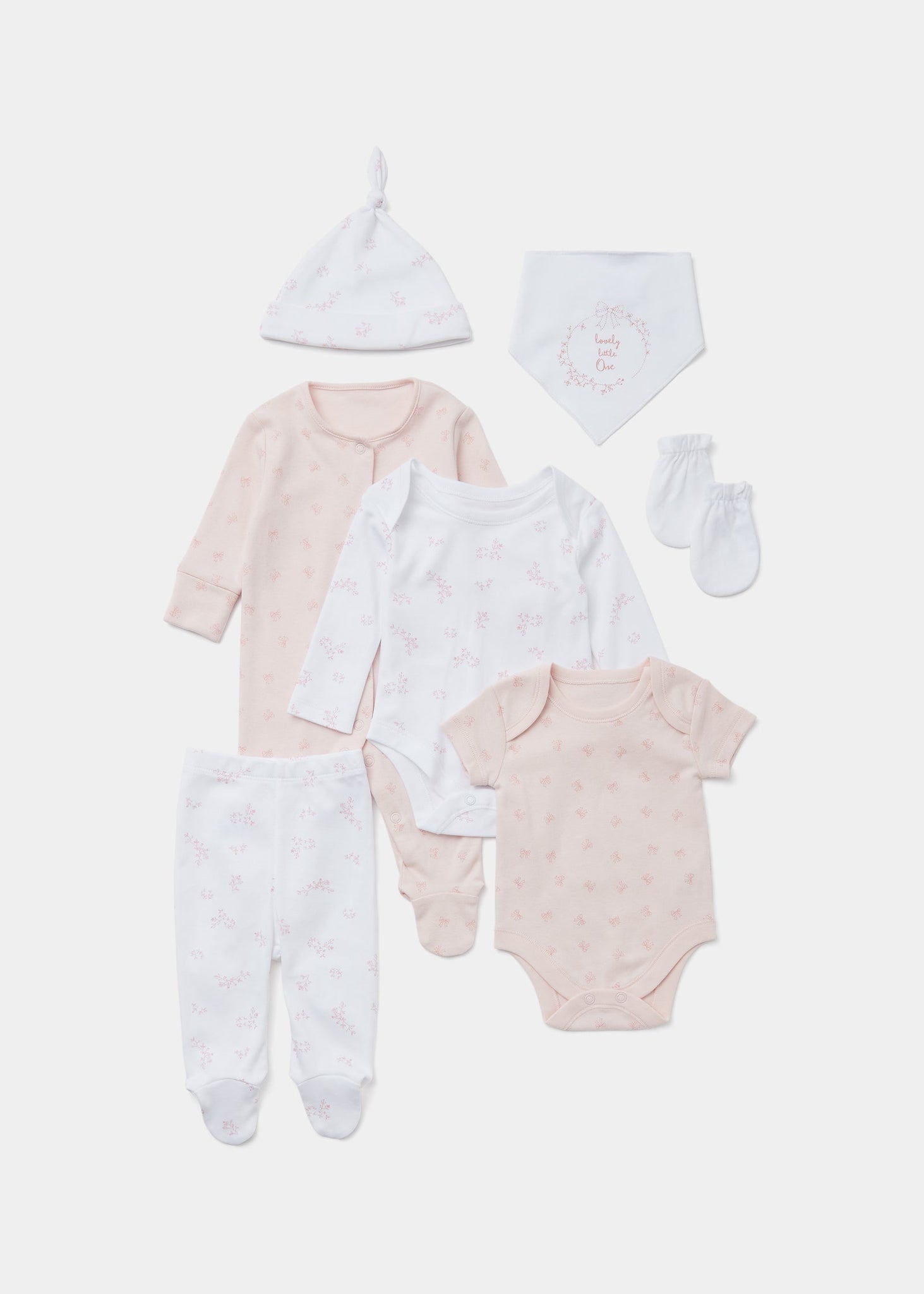 Baby 7 Piece Pink Layette Set (Tiny Baby-6mths)  C136027