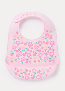 Pink Floral Print Silicone Bib  C136046