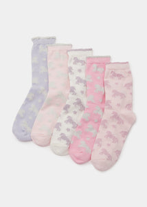 Kids 5 Pack Unicorn Ankle Socks (Younger 6-Older 5.5)  G033988