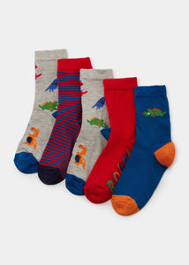 Kids 5 Pack Dinosaur Socks (Younger 6-Older 6.5)  B300372