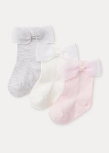 3 Pack Bow Baby Socks (Newborn-23mths)  C136074