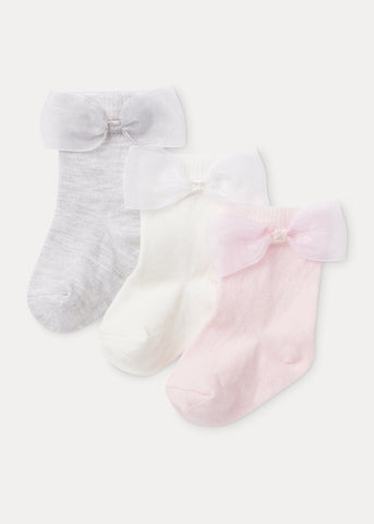 3 Pack Bow Baby Socks (Newborn-23mths)  C136074