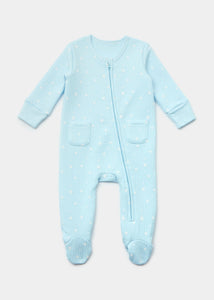 Baby Blue Drop Needle Zip Up Sleepsuit (Newborn-18mths)  C136079