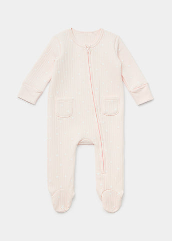 Baby Pink Drop Needle Zip Up Sleepsuit (Newborn-18mths)  C136080