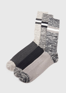 3 Pack Grey Stripe Thermal Socks  M212380