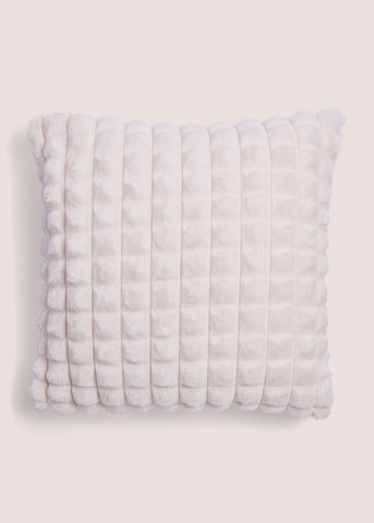 White Grid Faux Fur Cushion (43cm x 43cm) M493822