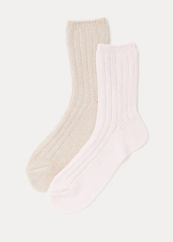 2 Pack Pink Weaved Socks  F472313