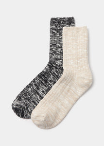 2 Pack Cream & Brown Thermal Socks  F472317