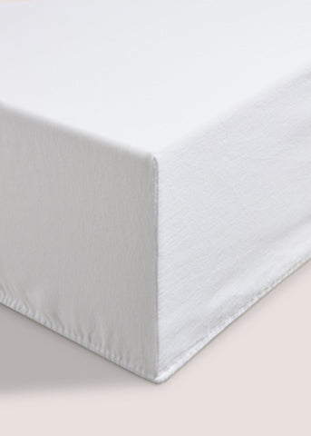 White Brushed Cotton Fitted Bed Sheet  M237588