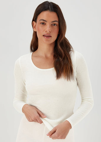 Cream Thermal Long Sleeve Top  F472223