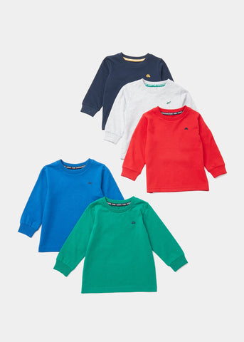 Boys 5 Pack Long Sleeve T-Shirts (9mths-6yrs)  B368344