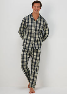 Black Check Woven Pyjama Set  M251106