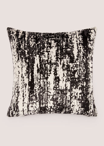 Black & White Mottled Stripe Cushion (43cm x 43cm) M493930