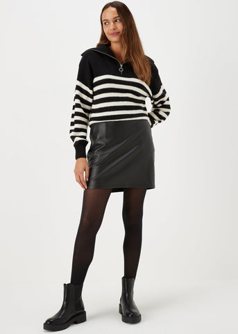 Black PU Mini Skirt  F480775