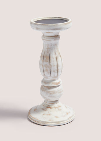 Wooden Pillar Candle Holder (26cm) White M698104