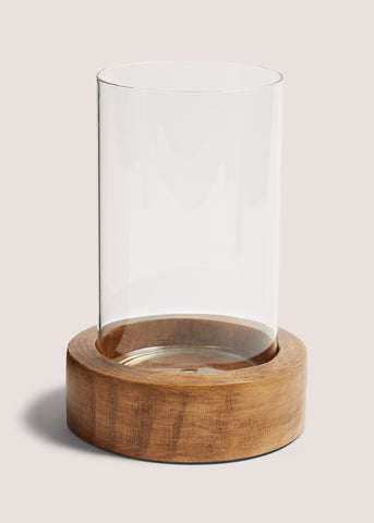 Wooden Base Candle Hurricane (13cm x 26cm) M698109