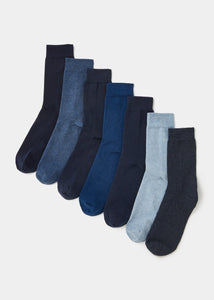 7 Pack Blue Socks  M212222
