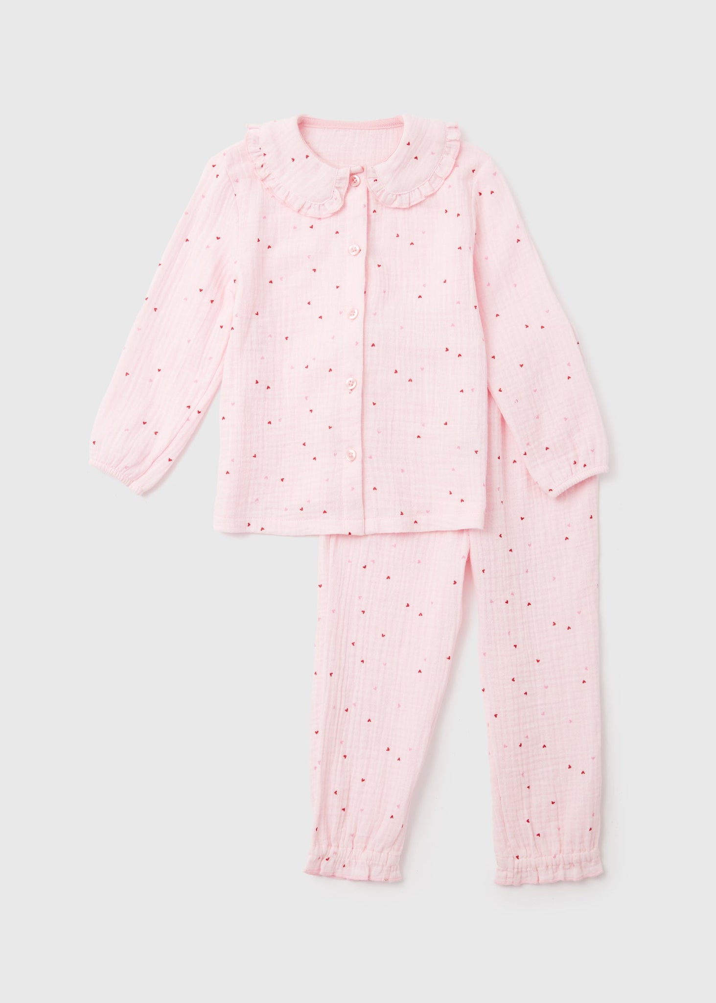 Girls Pink Heart Print Double Cloth Pyjama Set (9mths-5yrs)  C172867