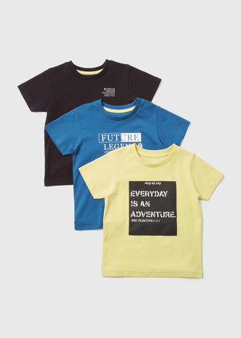 Boys 3 Pack Blue Legend Print T-Shirts (1-7yrs)  B368514
