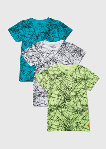 Boys 3 Pack Multicoloured Mark Print T-Shirts (7-13yrs)  B157522