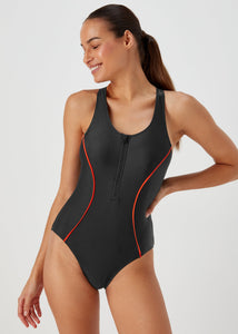 Souluxe Black Zip Sports Swimsuit F422378 – Matalan-Malta