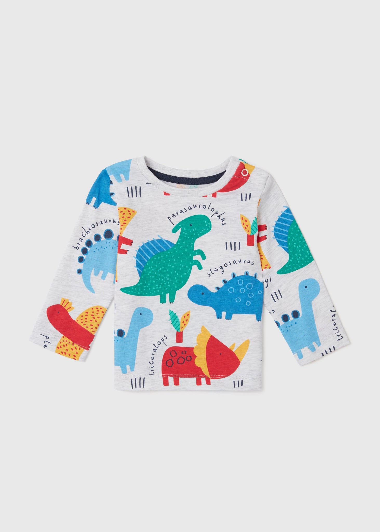 Boys Grey Marl Dinosaur Print Long Sleeve T-Shirt (Newborn-23yrs)  C320724