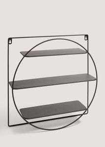 Black Metal Round Shelf (50cm x 50cm x 12cm) M698161