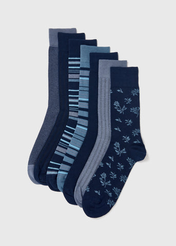 7 Pack Blue Socks  M212509