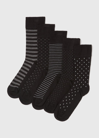 5 Pack Black Flexi Top Socks  M212516